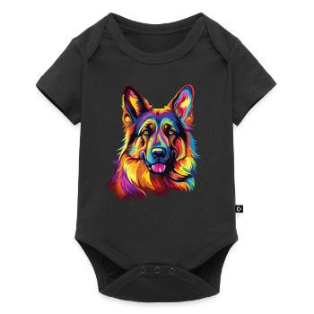 Watercolor Colorful German Shepherd - Baby Premium short-sleeve bodysuit - black - Front