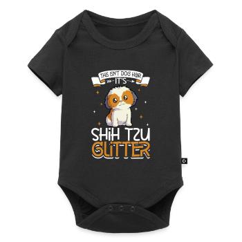Shih Tzu Paillettes - Body à manches courtes Premium Bébé - noir - Devant