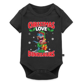 Dino Boy Enfants Noël Amour Dinosaure - Body à manches courtes Premium Bébé - noir - Devant