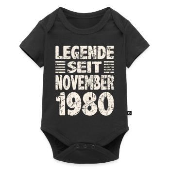 November 1980 Legende seit 43 Jahren Mann Frau - Baby Premium Kurzarmbody - Schwarz - Vorne