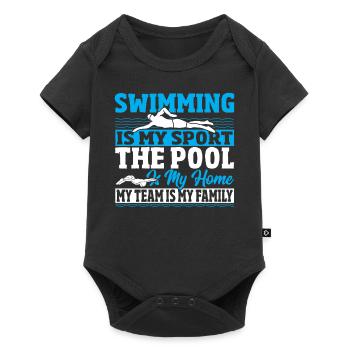 La natation est mon sport La piscine est mon sport - Body à manches courtes Premium Bébé - noir - Devant