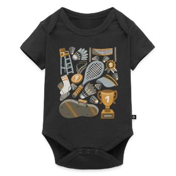 Badminton / Federball - Baby Premium Kurzarmbody - Schwarz - Vorne