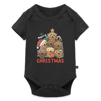 Arbre de Noël loutre Joyeux Noël - Body à manches courtes Premium Bébé - noir - Devant