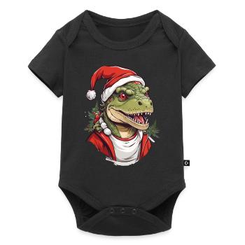 Drôle de Noël dinosaure Père Noël - Body à manches courtes Premium Bébé - noir - Devant