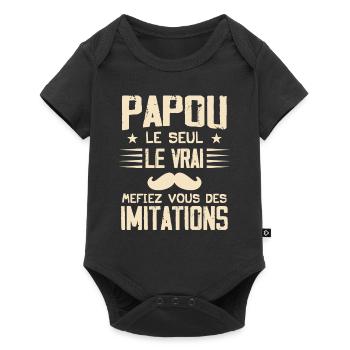 Papou Fete Des Grand Père Papy - Body à manches courtes Premium Bébé - noir - Devant