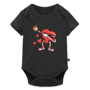 Valentinstag Dabbing Herz lustig sportlich - Baby Premium Kurzarmbody - Schwarz - Vorne