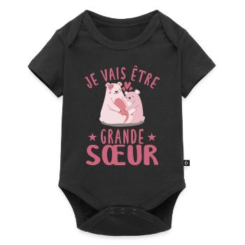 Grande-Soeur Humour Annonce Grossesse - Body à manches courtes Premium Bébé - noir - Devant