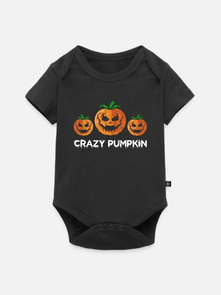 Crazy Pumpkin Halloween Pumpkin - Baby Premium Kurzarmbody - Schwarz