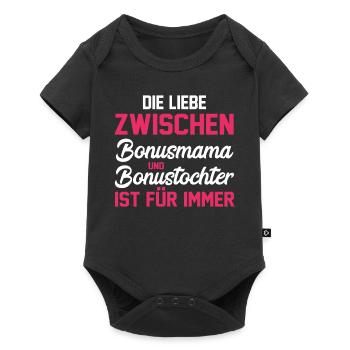 Stiefmutter Stiefmama Stieftochter Bonusmama - Baby Premium Kurzarmbody - Schwarz - Vorne