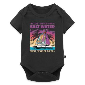 Catamaran-Boot Segelboot Segeln Segler - Baby Premium Kurzarmbody - Schwarz - Vorne