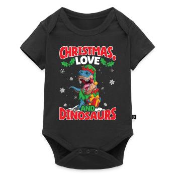Dino Boy Enfants Noël Amour Dinosaure - Body à manches courtes Premium Bébé - noir - Devant