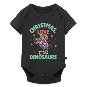 Dino Boy Enfants Noël Amour Dinosaure - Body à manches courtes Premium Bébé - noir - Devant