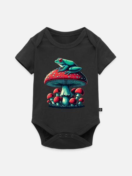 Mystischer Frosch & Pilz - Baby Premium Kurzarmbody - Schwarz