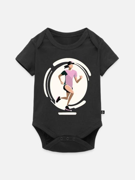 Laufende Frau - Baby Premium Kurzarmbody - Schwarz