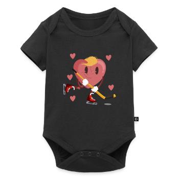 Heart Play Ice Hockey Stick Valentine's Day Love - Baby Premium short-sleeve bodysuit - black - Front