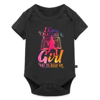 Field Hockey Watercolor I Know I - Baby Premium Kurzarmbody - Schwarz - Vorne