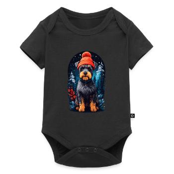 Schnauzer miniature en chapeau d’hiver Happy Miniature - Body à manches courtes Premium Bébé - noir - Devant