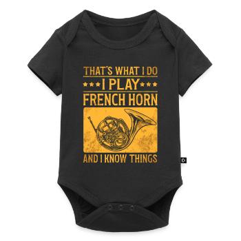 Französischer Horn -Spieler Hornist Messing Musik - Baby Premium Kurzarmbody - Schwarz - Vorne