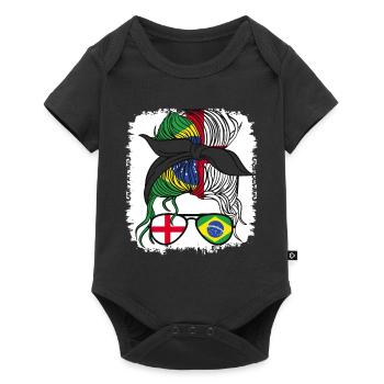 Brésil Moitié Brésilienne Brésil Angleterre Garota - Body à manches courtes Premium Bébé - noir - Devant