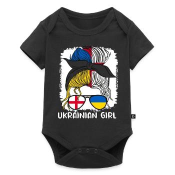 Moitié Anglais Moitié Ukrainien Fille Ukraine Angleterre - Body à manches courtes Premium Bébé - noir - Devant