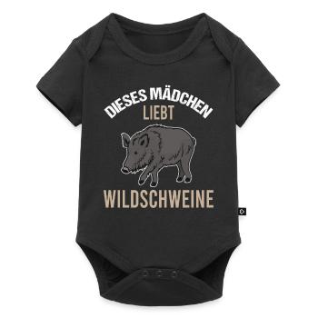Mädchen Wildschweinliebe Charmantes Geschenk - Baby Premium Kurzarmbody - Schwarz - Vorne