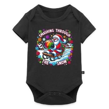Volleyball Christmas Santa, Smashing Through The - Baby Premium short-sleeve bodysuit - black - Front