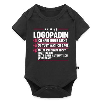 Logopädie Logopädin - Baby Premium Kurzarmbody - Schwarz - Vorne
