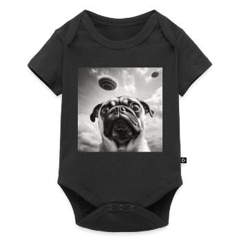 Selfie Pug UFO Dog Funny Alien UFO - Baby Premium short-sleeve bodysuit - black - Front