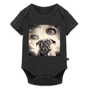 Selfie Pug UFO Dog Funny Alien UFO - Baby Premium short-sleeve bodysuit - black - Front