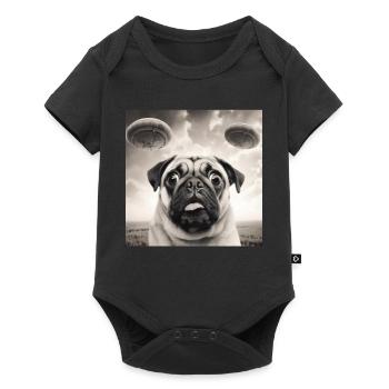 Selfie Pug UFO Dog Funny Alien UFO - Baby Premium short-sleeve bodysuit - black - Front