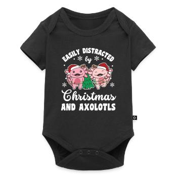 Facilement distrait par Noël et les axolotls - Body à manches courtes Premium Bébé - noir - Devant