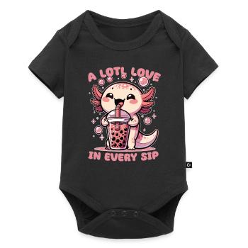Kawaii Axolotl Bubble Tea Boba Axolotl - Baby Premium Kurzarmbody - Schwarz - Vorne
