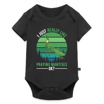 Gottesanbeterin Geschenk Mantis Fangschrecke - Baby Premium Kurzarmbody - Schwarz - Vorne
