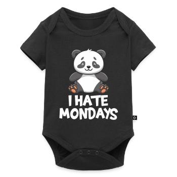 Adorable panda « Je déteste les lundis » - Body à manches courtes Premium Bébé - noir - Devant