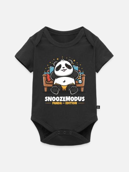 Snooze Modus - Panda Edition - Baby Premium Kurzarmbody - Schwarz