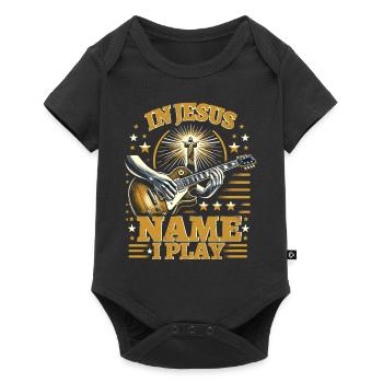 Au nom de Jésus, je joue de la guitare, guitariste chrétien - Body à manches courtes Premium Bébé - noir - Devant