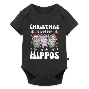 Christmas is better with hippos - Baby Premium short-sleeve bodysuit - black - Front