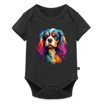 Aquarelle colorée Cavalier King Charles - Body à manches courtes Premium Bébé - noir - Devant