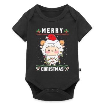 Joyeux Noël Doux Père Noël Mouton Noël moche - Body à manches courtes Premium Bébé - noir - Devant