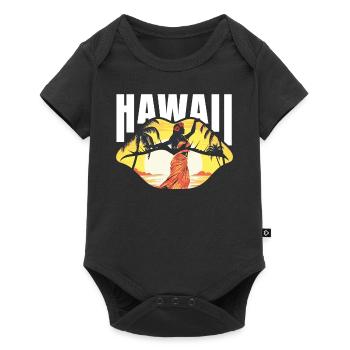 Tropical Summer Hawaii Beach Lips Retro Sunset - Baby Premium Kurzarmbody - Schwarz - Vorne