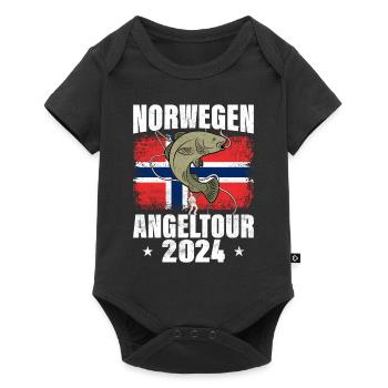 Angeltour Norwegen 2024 Angelurlaub - Baby Premium Kurzarmbody - Schwarz - Vorne