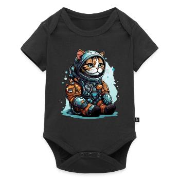 Cat Astronaut Helmet Space Explorer Astronauts Cat - Baby Premium Kurzarmbody - Schwarz - Vorne