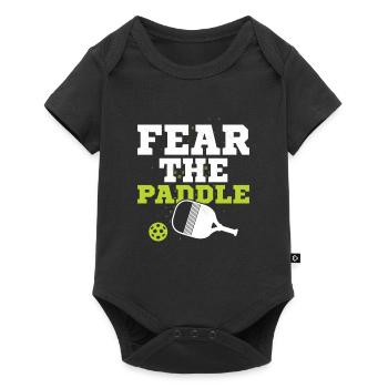 Fear The Paddle Player Pickleball - Baby Premium Kurzarmbody - Schwarz - Vorne