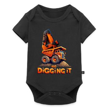 4 Jahre Orange Digger Enthusiast Geburtstagsdesign - Baby Premium Kurzarmbody - Schwarz - Vorne