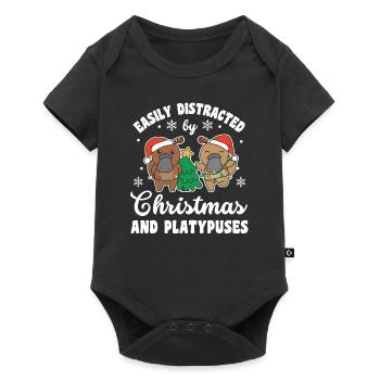 Facilement distrait par Noël et l’ornithorynque - Body à manches courtes Premium Bébé - noir - Devant