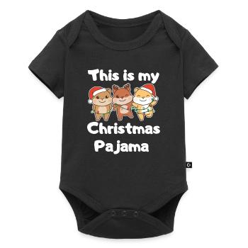 Hamster Christmas Pajamas - Baby Premium short-sleeve bodysuit - black - Front