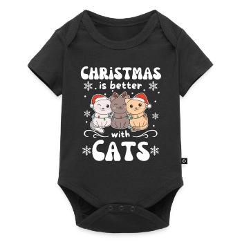 Noël, c’est mieux avec les chats - Body à manches courtes Premium Bébé - noir - Devant