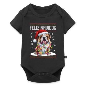 Bulldog puppy Feliz Navidog - Feliz Navidad Christ - Baby Premium short-sleeve bodysuit - black - Front