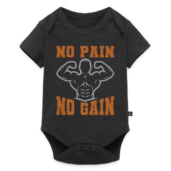 No Pain No Gain Motivation Workout and Fitness - Baby Premium Kurzarmbody - Schwarz - Vorne