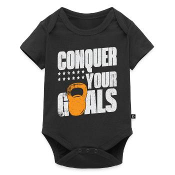 Conquer Your Goals Exercise Gym Lover - Baby Premium Kurzarmbody - Schwarz - Vorne